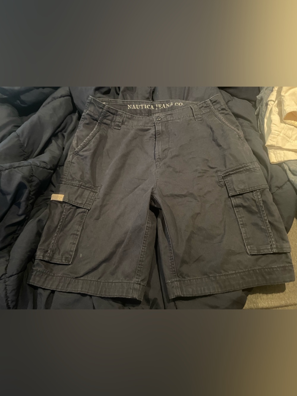 Men's Nautica Navy Cargo Shorts Size 33